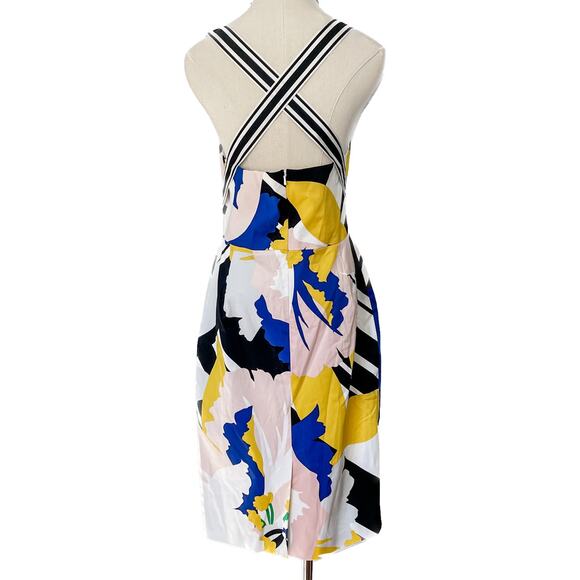 Karen Millen floral print crisscross strap halter stretch cotton dress size 8 - Picture 7 of 9